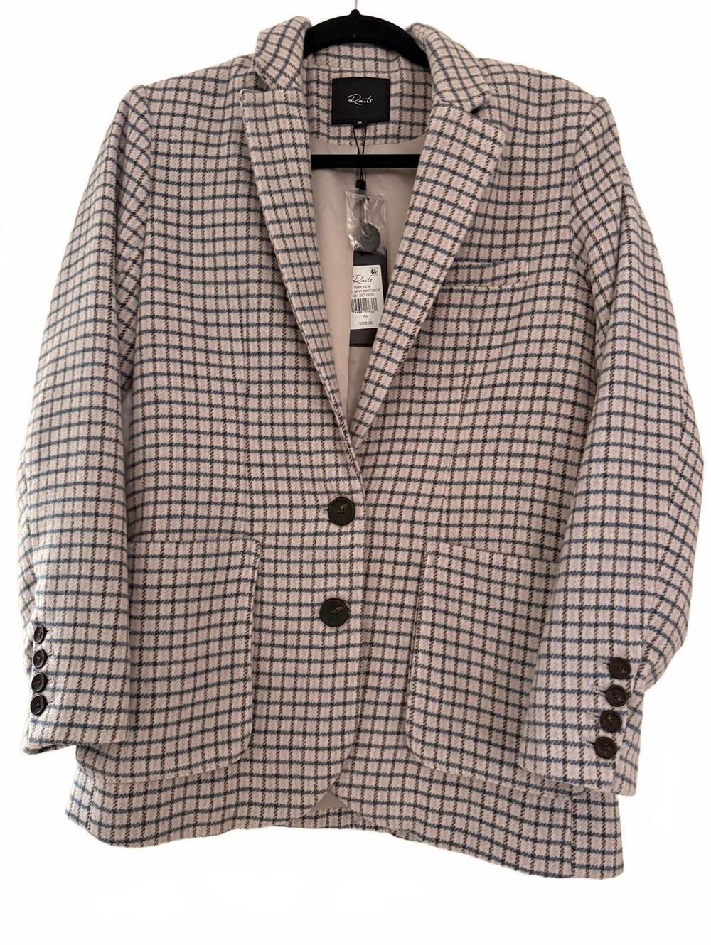Rails "Windsor" Blazer, Lilac Navy Mini Check, XS, NWT